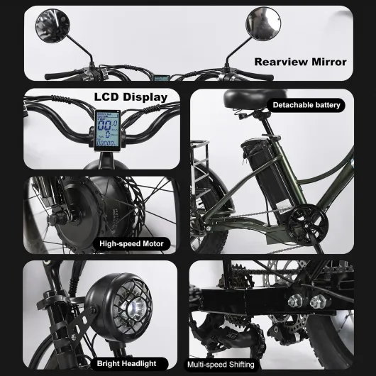 Tricycle Cargo Électrique Adulte, Trike 24 Pouces Pneus Larges 3 Roues, 7 Vitesses avec Panier Arrière, Moteur Couple Élevé, Châssis Robuste pour Courses et Balades Black Noir
