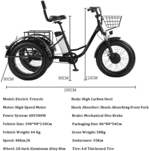 Vélo Cargo électrique Adulte pour Les trajets urbains Quotidiens - Charge maximale de 200 kg, Batterie Amovible 48 V, autonomie de 35 km, prêt pour Le Voyage