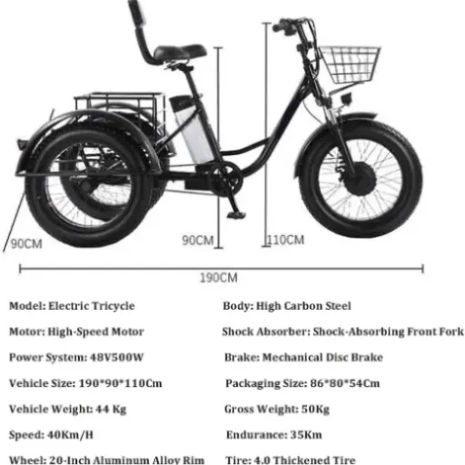 Test Vélo Cargo électrique adulte 48 V : un tricycle pratique pour la ville, mais avec quelques compromis