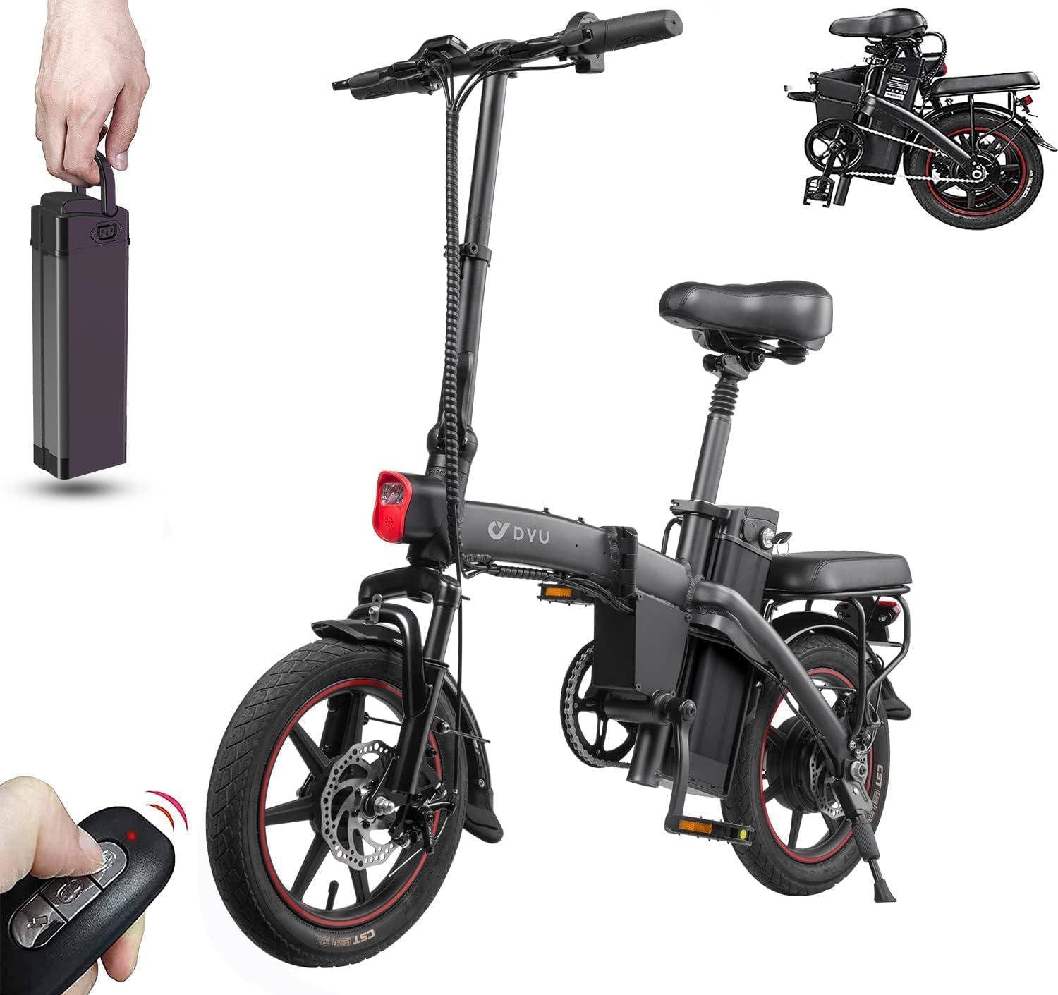 Vélo Électrique Pliable,14" Smart Urban E-Bike,Vélo Électrique avec Pédalage Assisté,Clé sans Fil,Batterie Amovible,Écran LCD Intelligent,Frein à Double Disque