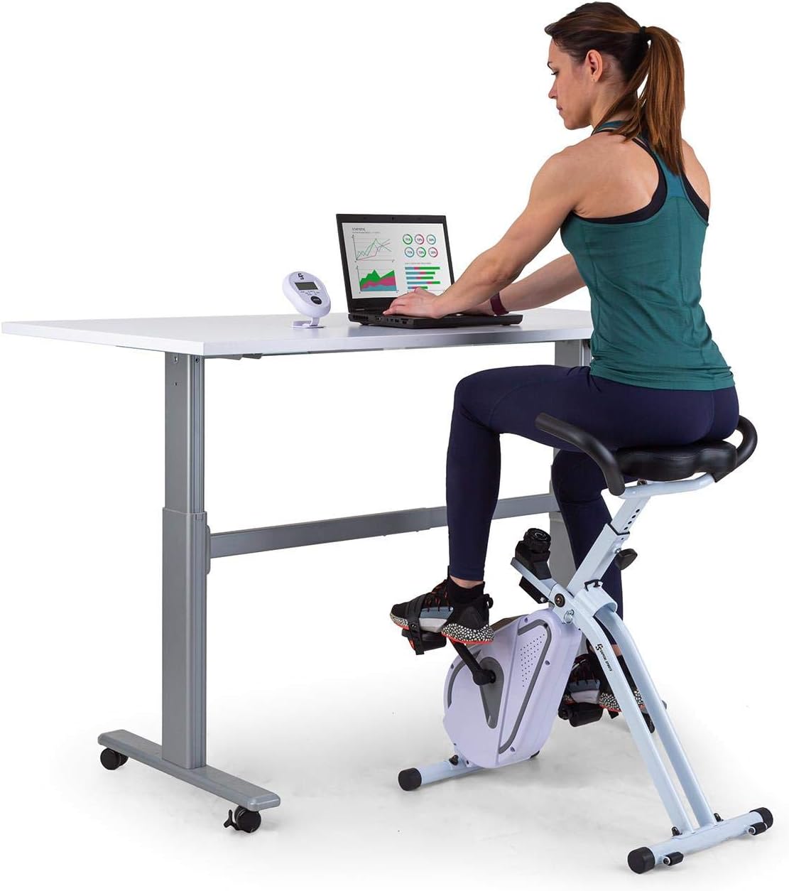 Azura Velo d'Appartement Pliable, Velo d'Exercice Cross Trainer, Cardio-training Maison et Bureau, Home Trainer, Pedalier d'Appartement, Vélo d'Intérieur Magnétique, Support Tablette