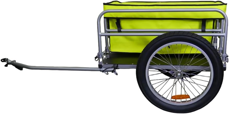 Bike Original - Remorque de Vélo Beach - Aluminium Pliable - Roues Tout-Terrain 20" - Sac Amovible Grande Capacité - Charge Max 60 kg - Fixation sur Axe Roue - Réflecteurs de Sécurité