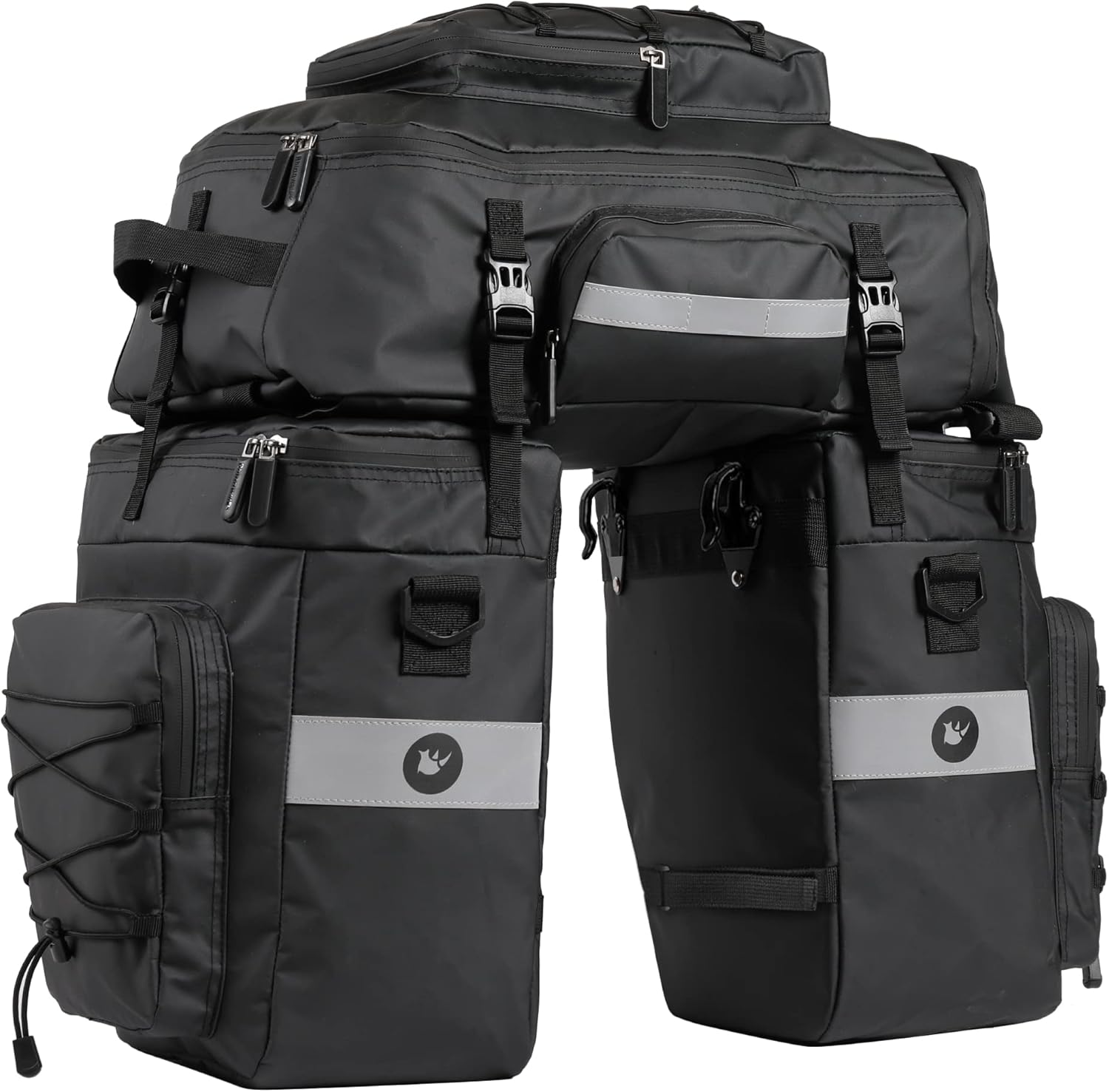 75L Sacoche Vélo Porte-Bagage Arrière, Sac de Cadre Velo 3 en 1, Sacoche de Siège Arrière de vélo avec Couverture Imperméable, étanche Cycle Pannier pour VTT Outdoor Voyage Sport