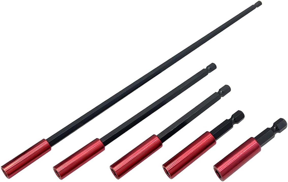 Saipor Lot de 5 Porte-embouts Magnétiques, 50/60/100/150/300mm de Long Porte Embout Visseuse a Choc, Rallonge Visseuse Tige hexagonale 6,35 mm