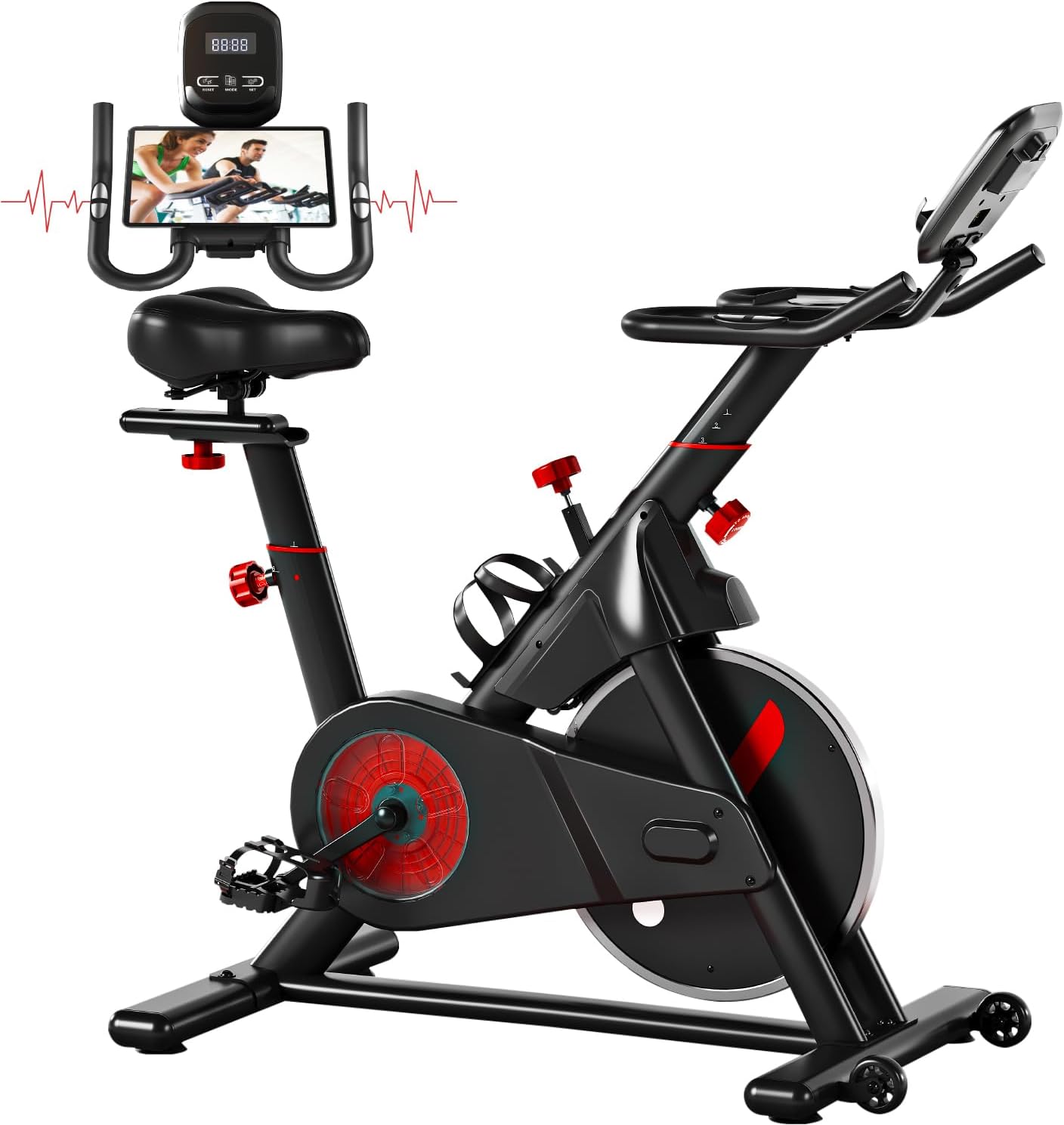Vélo d'appartement Spinning, Vélo de Fitness d'Exercice d'Intérieur avec Résistance Variable, Écran LCD et Support pour Téléphone pour l'Entraînement Cardio Home Trainer