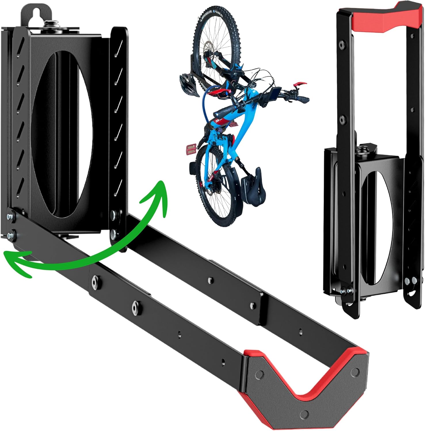 Support mural vélo robuste avec crochets magnétiques, accroche murale pour rangement facile, porte-vélo pour garage et intérieur, compatible vélos 16" à 29"