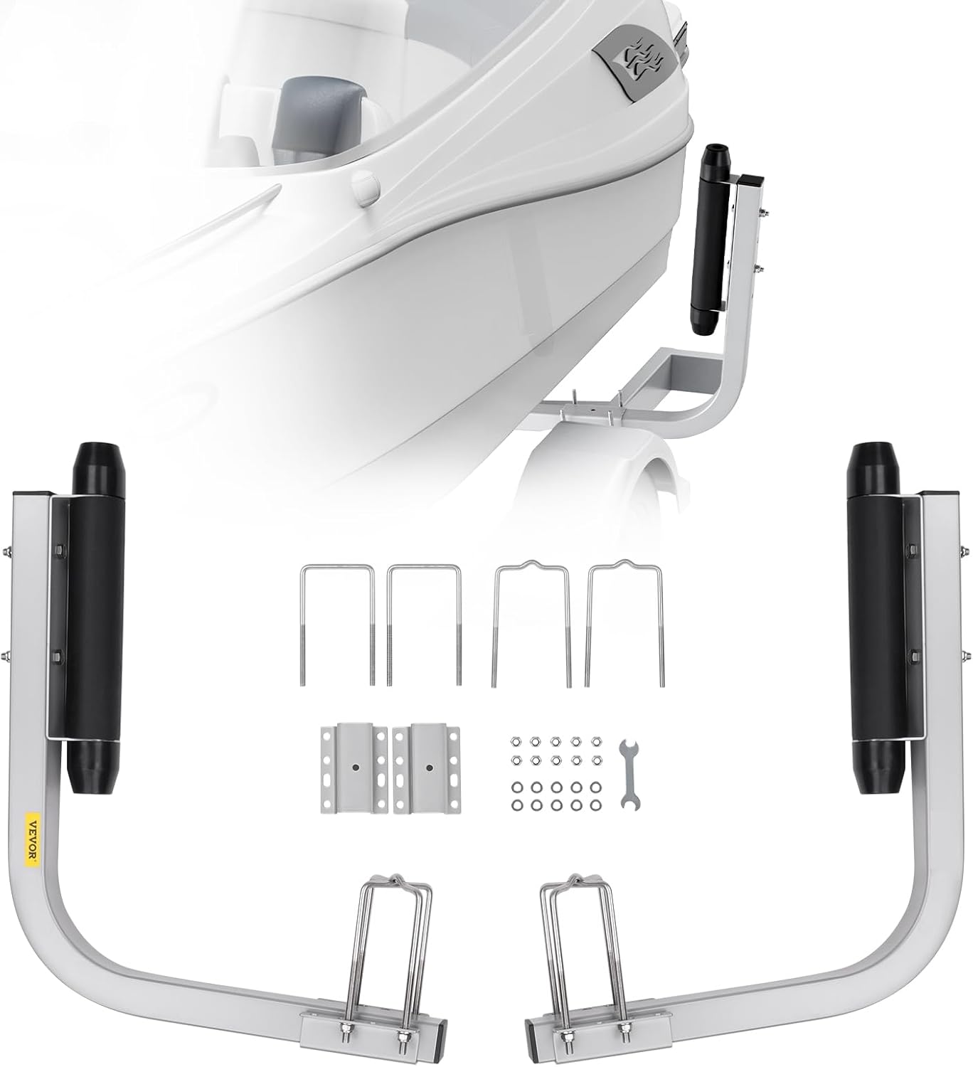 Guides de Remorques de Bateaux 52 cm Largeur Réglable de 19 cm Guide de Mise à l’Eau Galvanisée en Acier avec roulettes pour Petits Bateaux Dériveurs Canoës Bateaux Gonflables Bateaux de Pêche