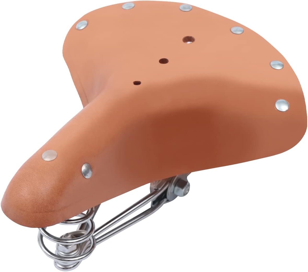 Selle de vélo vintage en cuir véritable Selle de vélo Classic Line Selle confortable Vélo de ville vintage rétro en cuir véritable 26 x 21,5 cm Selle de vélo hollandais Marron