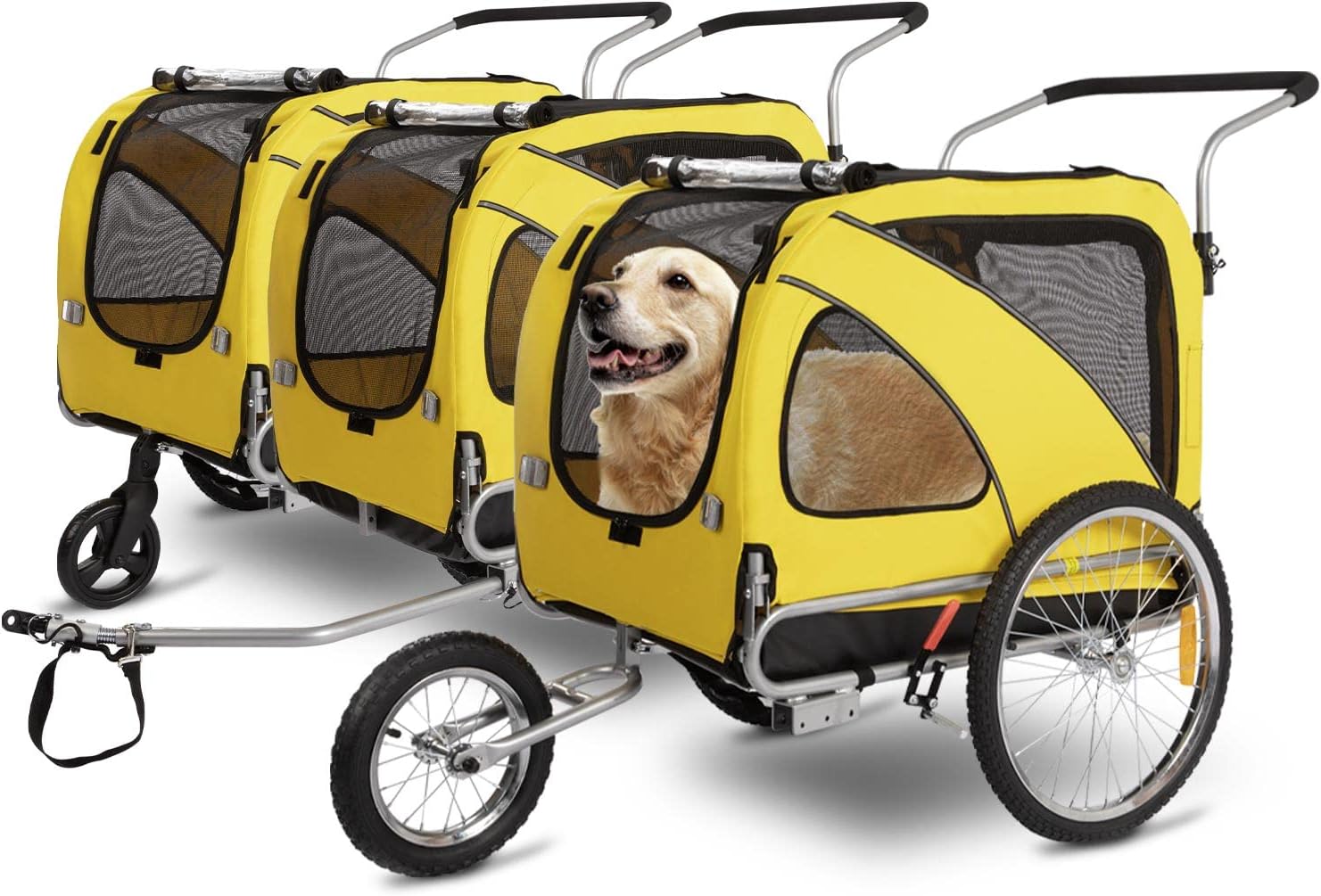 Remorques Vélo pour Chiens XL, Remorque 2 en 1 Pliable avec Parking Brake, Remorque pour Vélo De Jogging, Convient Aux Chiens De Grande Taille, Charge Maximale 40 Kg