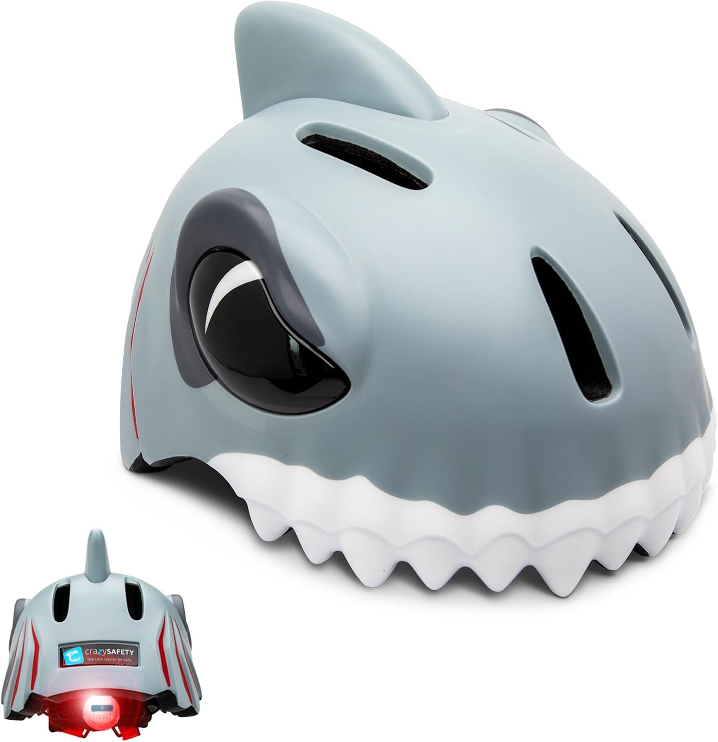 Casque de vélo pour Enfants - Casque Enfants 2-7 Ans pour vélo, Skateboard, Cyclisme, vélo de Course, Trottinette, Rollers - Casque 3D Animalier léger et Ajustable 49-55 cm (Requin Gris)