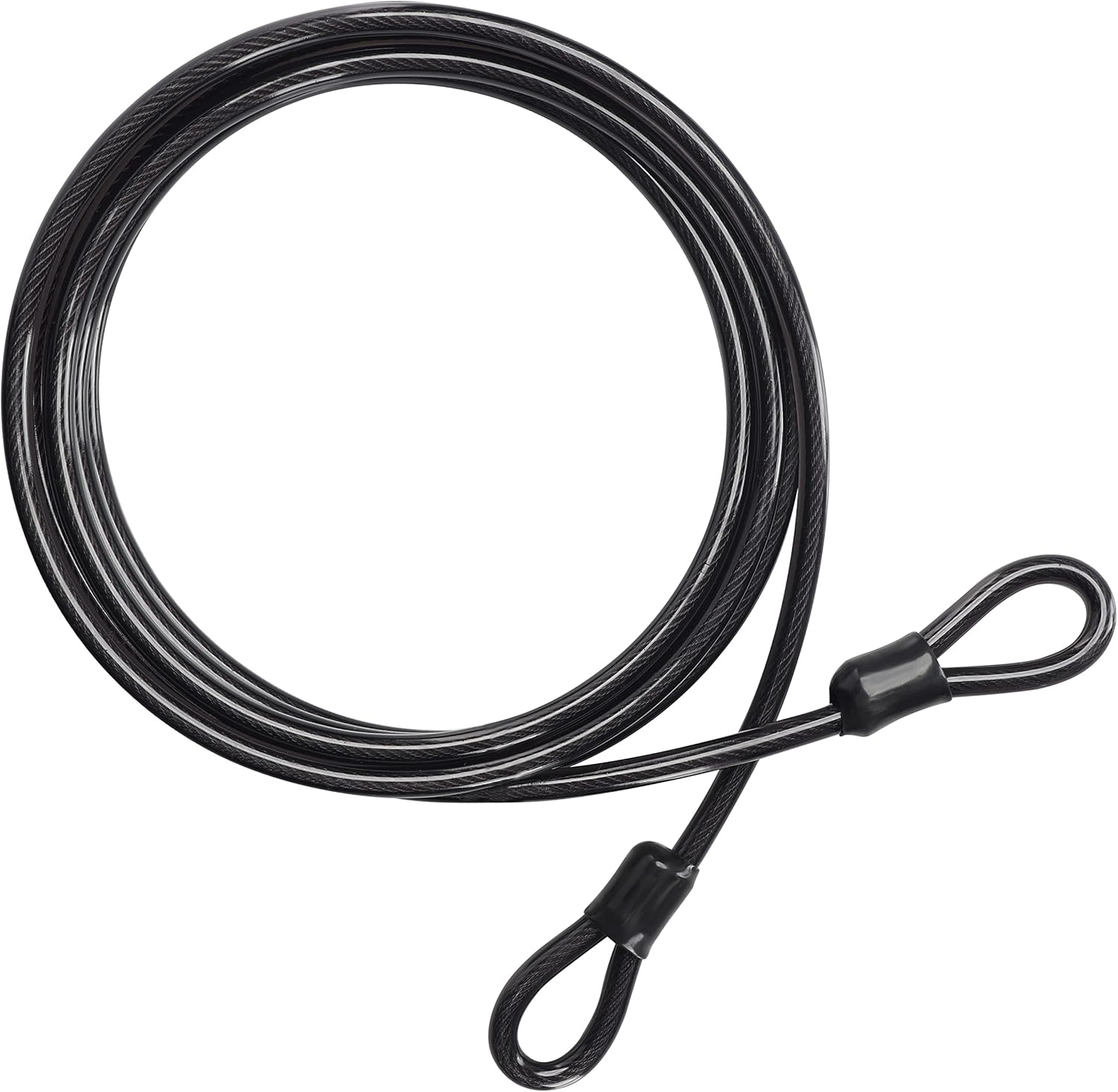 Câble Antivol Velo - Cable de Securite Velo Noir Très Résistant de 4,5 m de Long et 10 mm d’Épaisseur - Câble Flexible en Acier en Revêtement de Vinyle avec Double Boucle