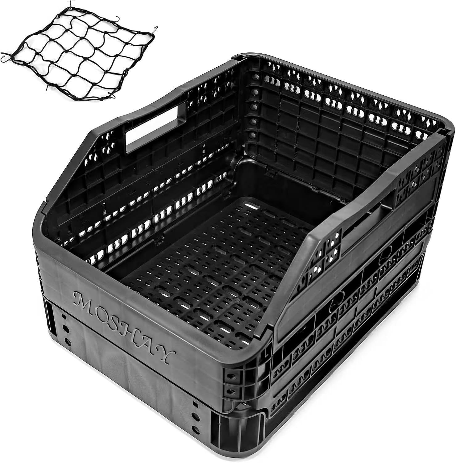 MOSHAY Panier arrière pliable pour vélo – Design breveté facile à installer – Panier arrière de rangement pour vélo avec grande capacité de 32 L – Qualité supérieure durable résistant à la chaleur et