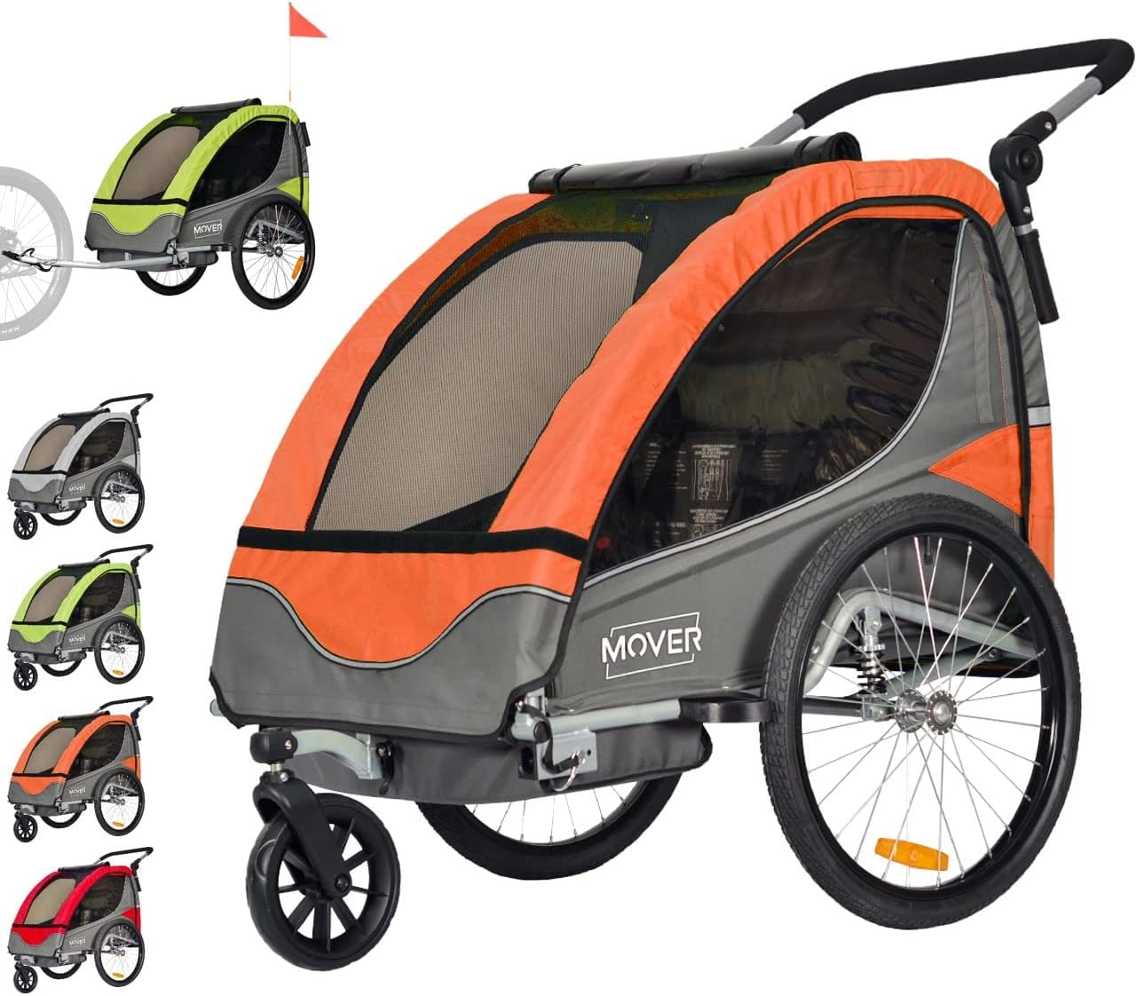 Papilioshop Mover Poussette et remorque, chariot, de vélo pour transport 1 ou 2 enfants