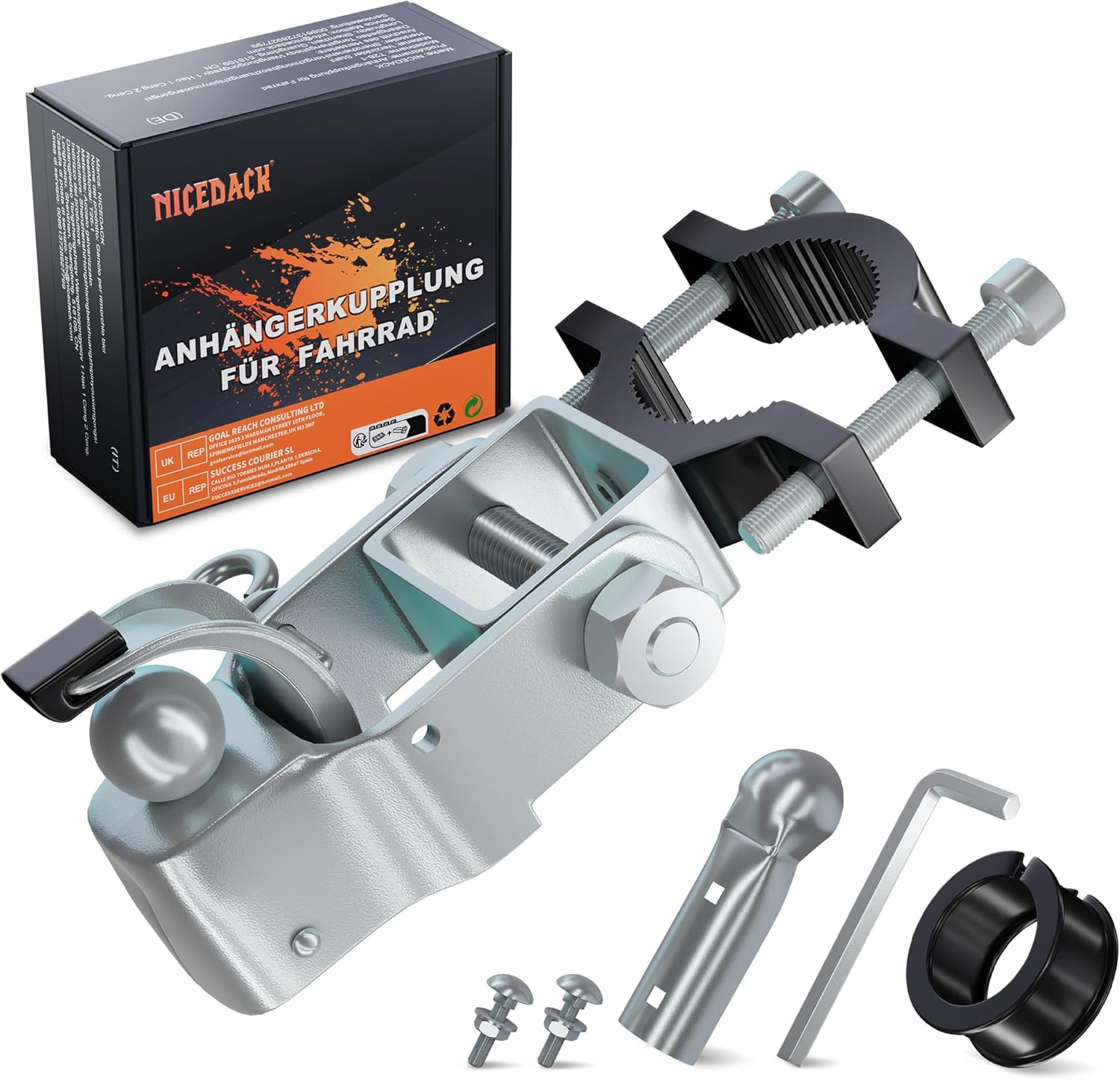 NICEDACK Attelage de remorque pour vélo - En acier galvanisé - Compatible avec toutes les tiges de selle de vélo courantes