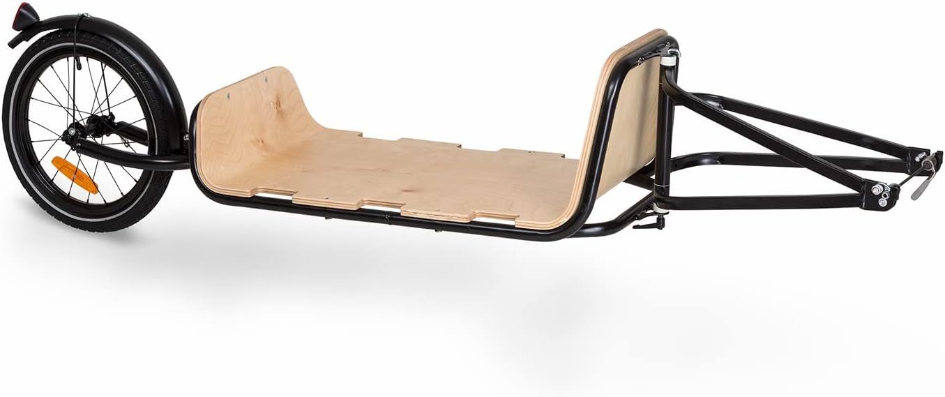 Companion Chaser - Remorque vélo pour Charges jusqu'à 30 kg Maxi, remorque de vélo pour Roues 16", remorque vélo avec Surface de Chargement en Bouleau multiplexé