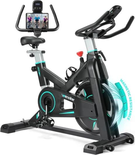 Vélo d'Appartement Spinning, Résistance Magnétique Ajustable, Vélo d'Exercice à Siège Confortable et Écran, Entrainement Cardio Home Trainer, capacité de charge de 160 kg