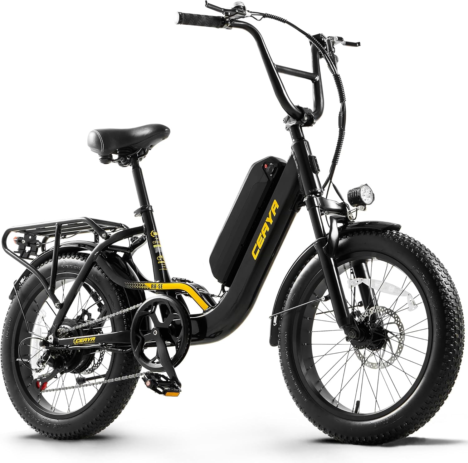Ficyacto Vélo Électrique,20 Pouces-Vélo électrique de Montagne 48V 15Ah Batterie,Ville E-Bike avec 7 Vitesses, E Bike pour Adulte,Autonomie Jusqu'à 70-80km VTT Électrique
