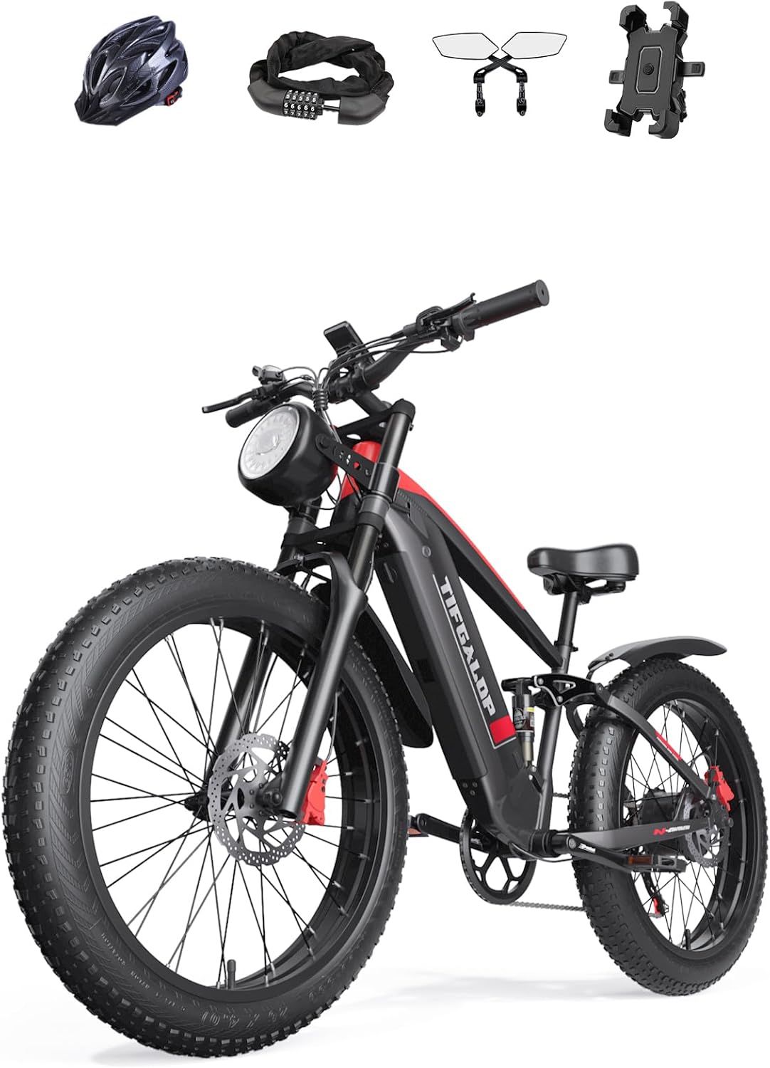 Lohang Vélo électrique Adulte, Moteur Haute fréquence sans balais, Batterie Amovible 48 V 18 Ah, portée maximale 45-90 km, pneus Tout Terrain 26 Pouces, vélo de Montagne Unisexe