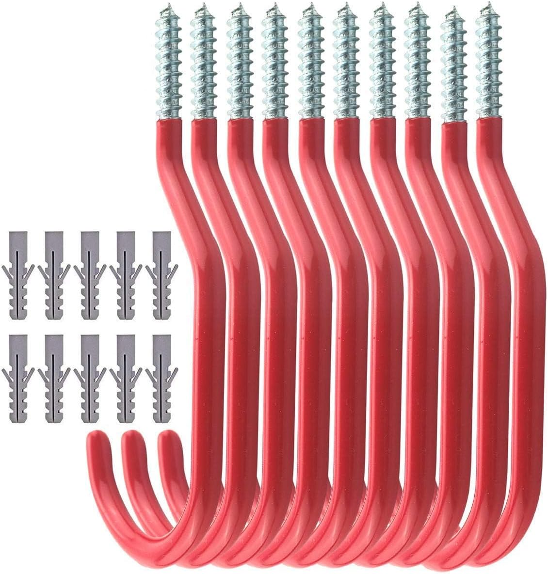 10pcs Bike Crochets de Vélo Stockage Crochets Set, à visser utilitaire de stockage cintres Abri de jardin Garage Jardin Crochet recouvert de plastique pour support mural/de plafond…