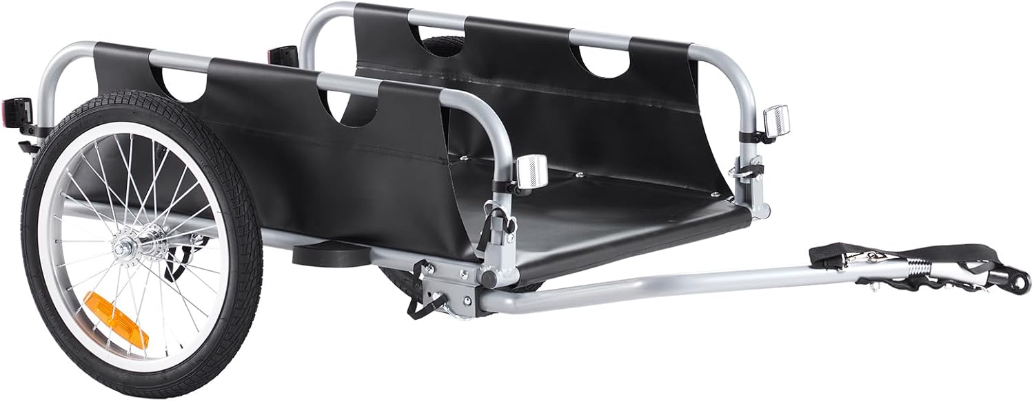 Remorque de vélo avec capacité de charge de 88/100/72,6 kg, chariot de vélo robuste, pliable et compact avec attelage universel