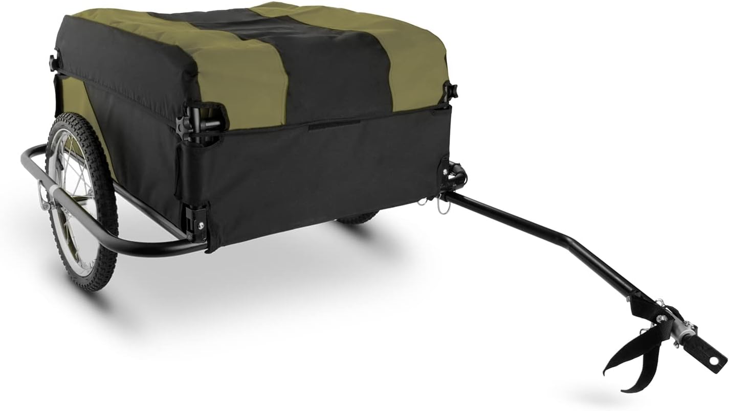 Duramaxx Mountee - Remorque de vélo, 130L, Charge Max - 60kg, Toile en Nylon avec Protection Anti-Pluie, Roues de 16", Pliable, Rouge ou Bleu