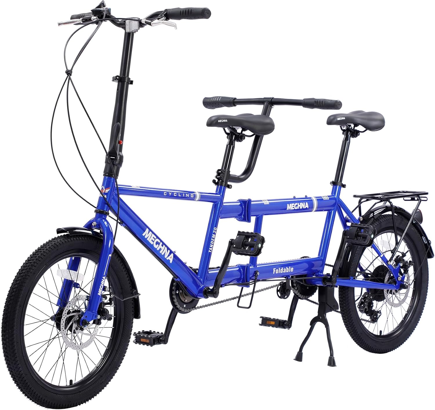 Vélo Tandem Adulte Vélo Tandem Pliant de 20 Pouces Classique pour Adultes Beach Cruiser, Vélo Pliant City Tandem, Trois Places, Réglable à 7 Vitesses, Charge maximale 590 LB