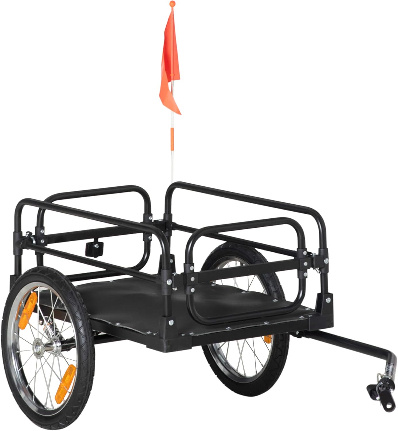 Remorque Pliable pour vélo en Acier Roues 16 Pouces Charge Max - 40 kg avec Barre d'attelage Universelle