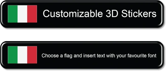 Paire d'Autocollants 1.5x9 cm Drapeau 3D PERSONNALISÉ + NOM pour réservoir Moto Cadre vélo Casque vélo Tuning Rallye Style Voiture