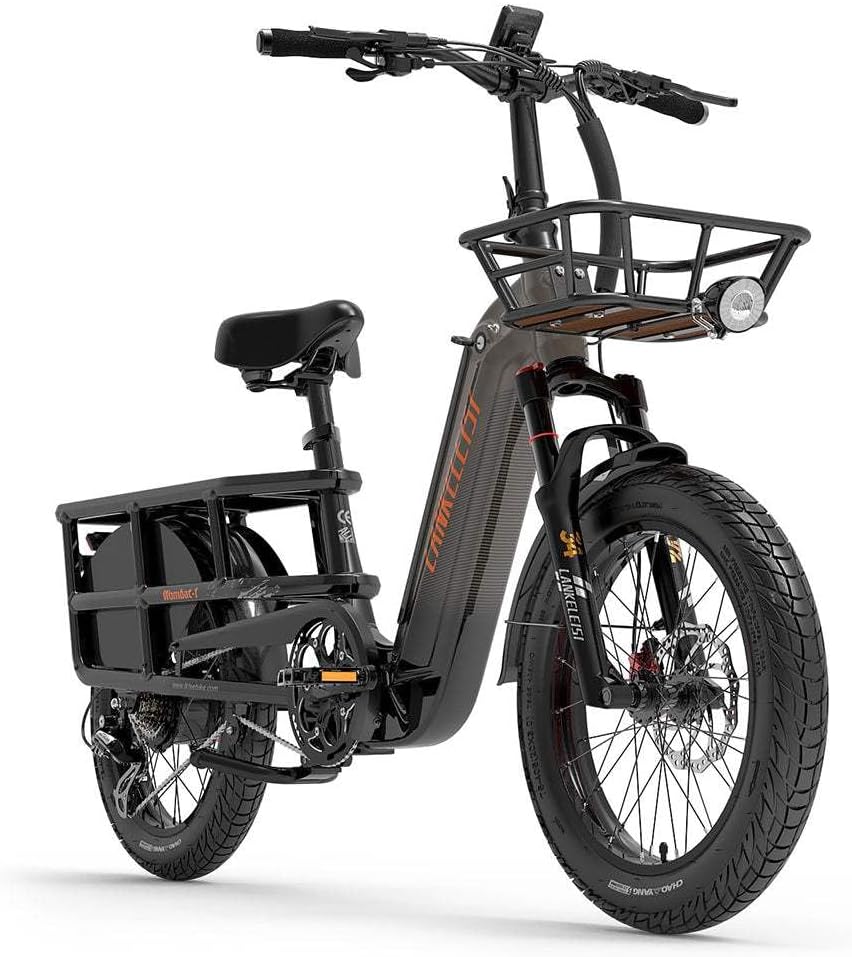 LANKELEISI Wombat-1 20" Vélo Cargo électrique Longtail avec Capteur de Couple et 20Ah Batterie Sam-Sung