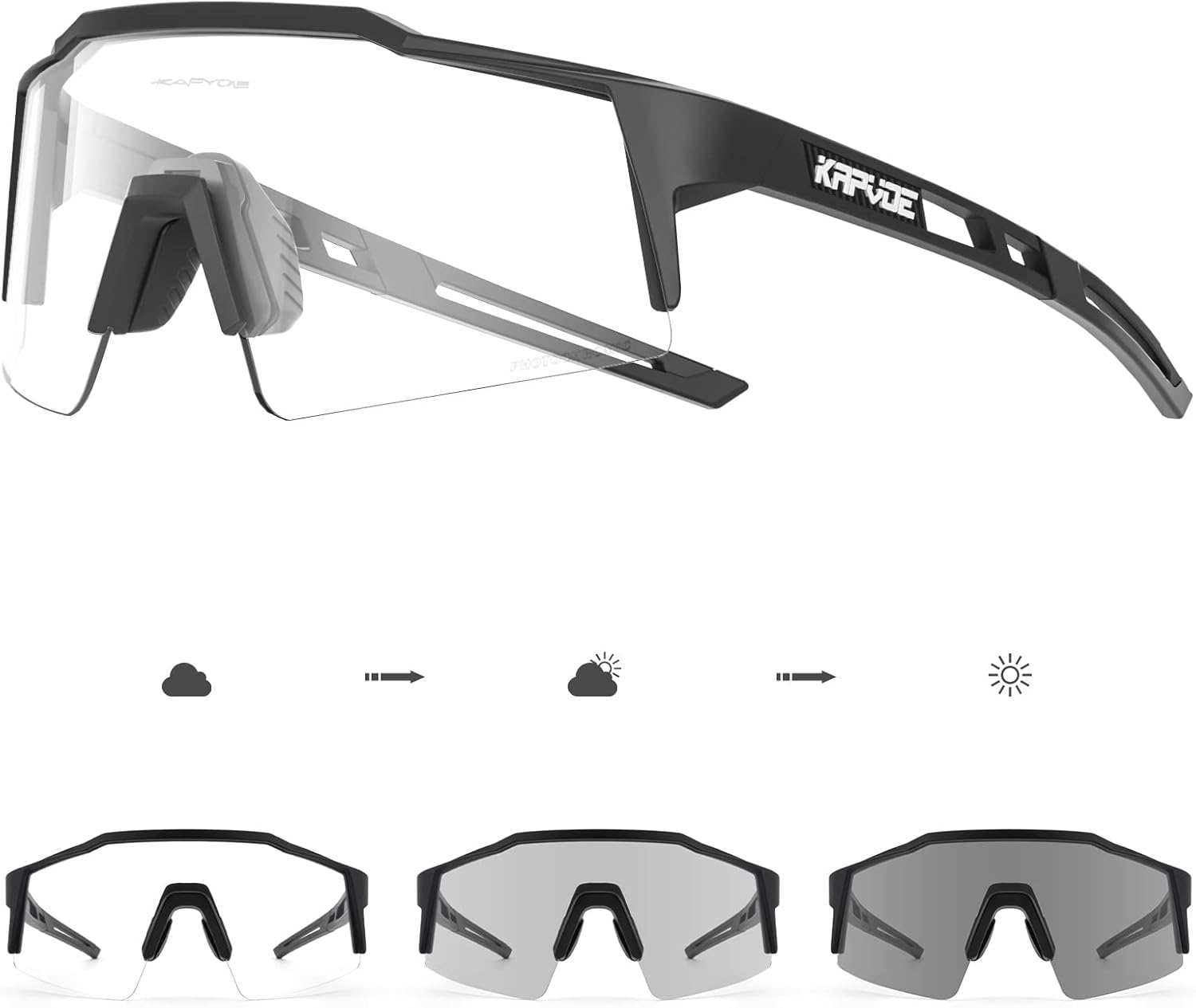 Lunette de Cyclisme Photochromique Homme Femme Garçons Filles Tr90 Cadre Lunette Vélo VTT Protection UV400 A01 Adulte/Photochromique