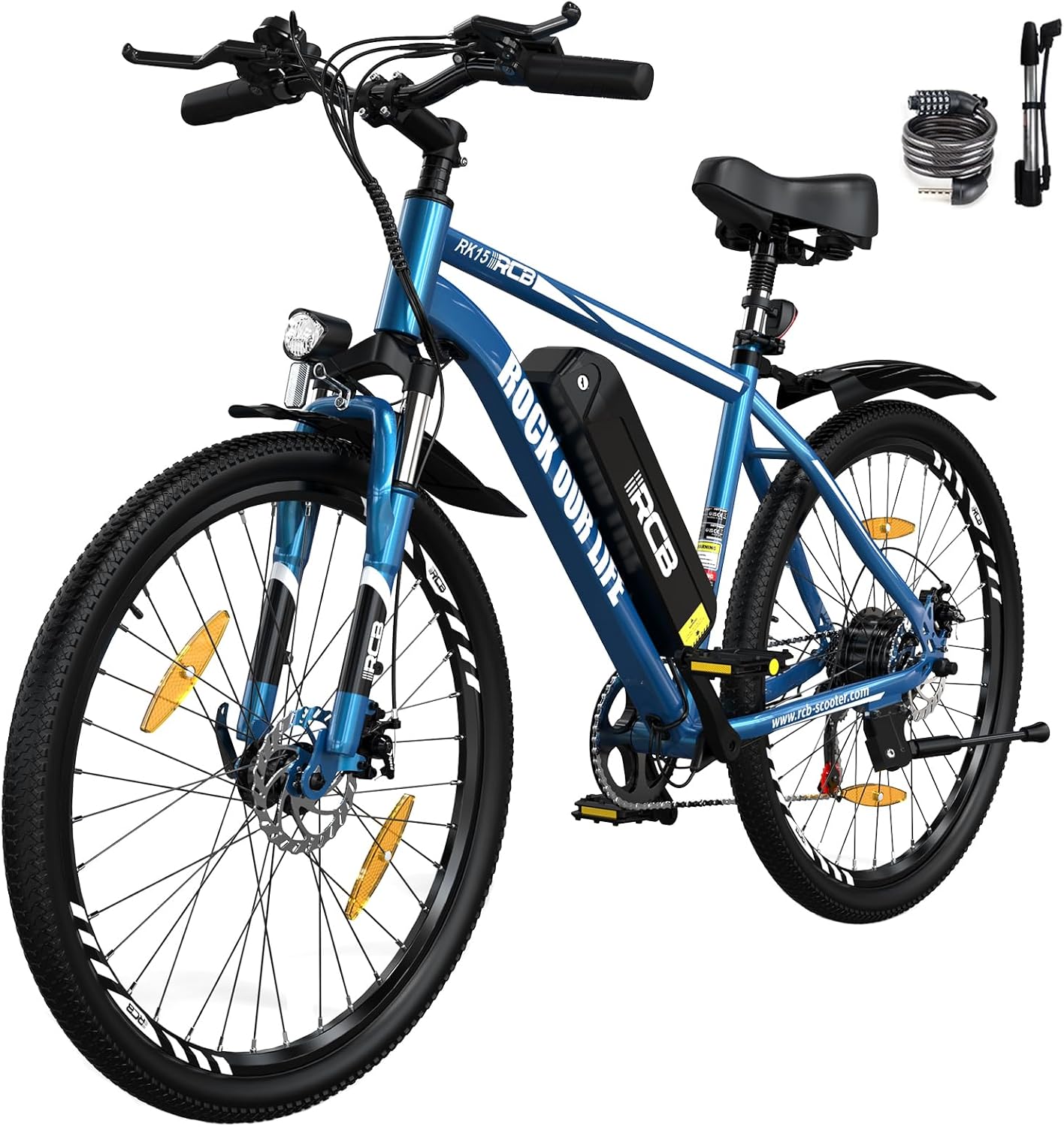 Vélo électrique 26 Pouces, Velo Electrique de Ville, RK15 E-Bike de Banlieue pour Adultes, Batterie au Lithium Amovible 36V10.4Ah,7 Vitesses, Autonomie 35-90 km