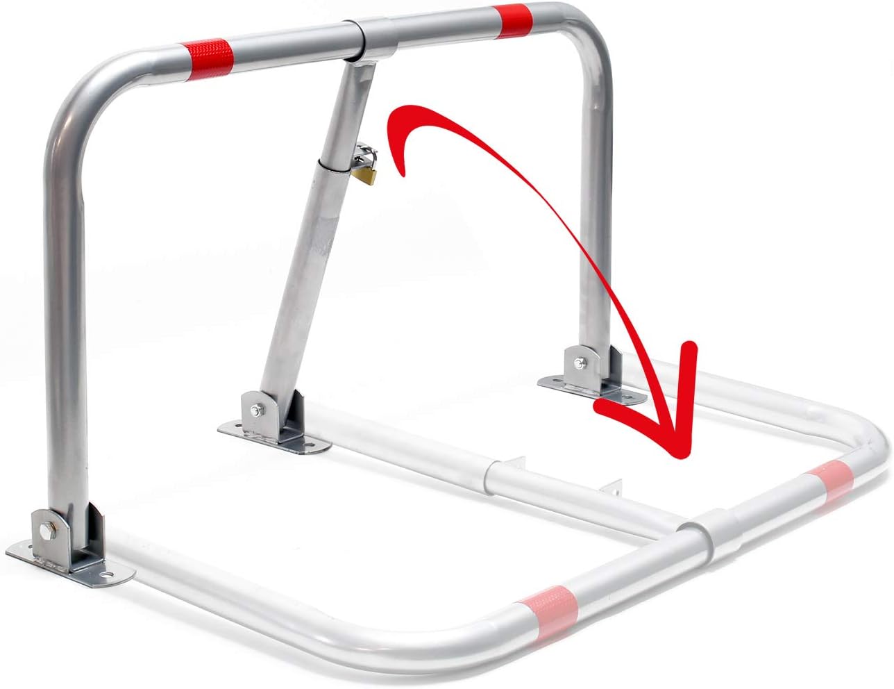 Barrière de Parking Rabattable Cadenas Bloc Arceau avec Bandes réfléchissantes Stationnement