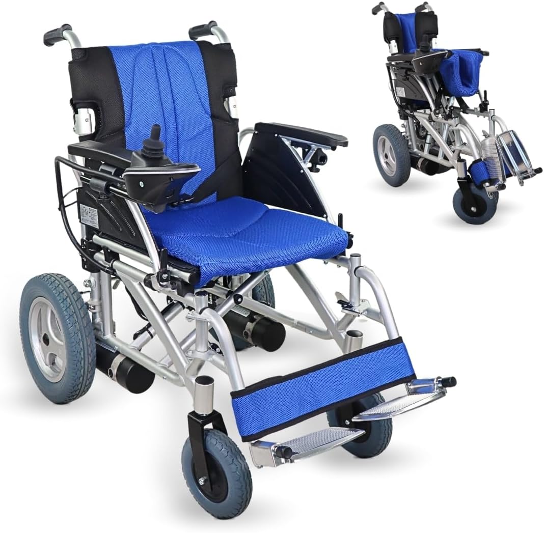 ®, Fauteuil roulant électrique lyra pliable, Autonomie 20 km, 2 batteries au gel 24v/200w*2, Aluminium, Ultra-léger, Poids, Jusqu'à 120 kg, Avec marche arrière, Joystick ambidextre