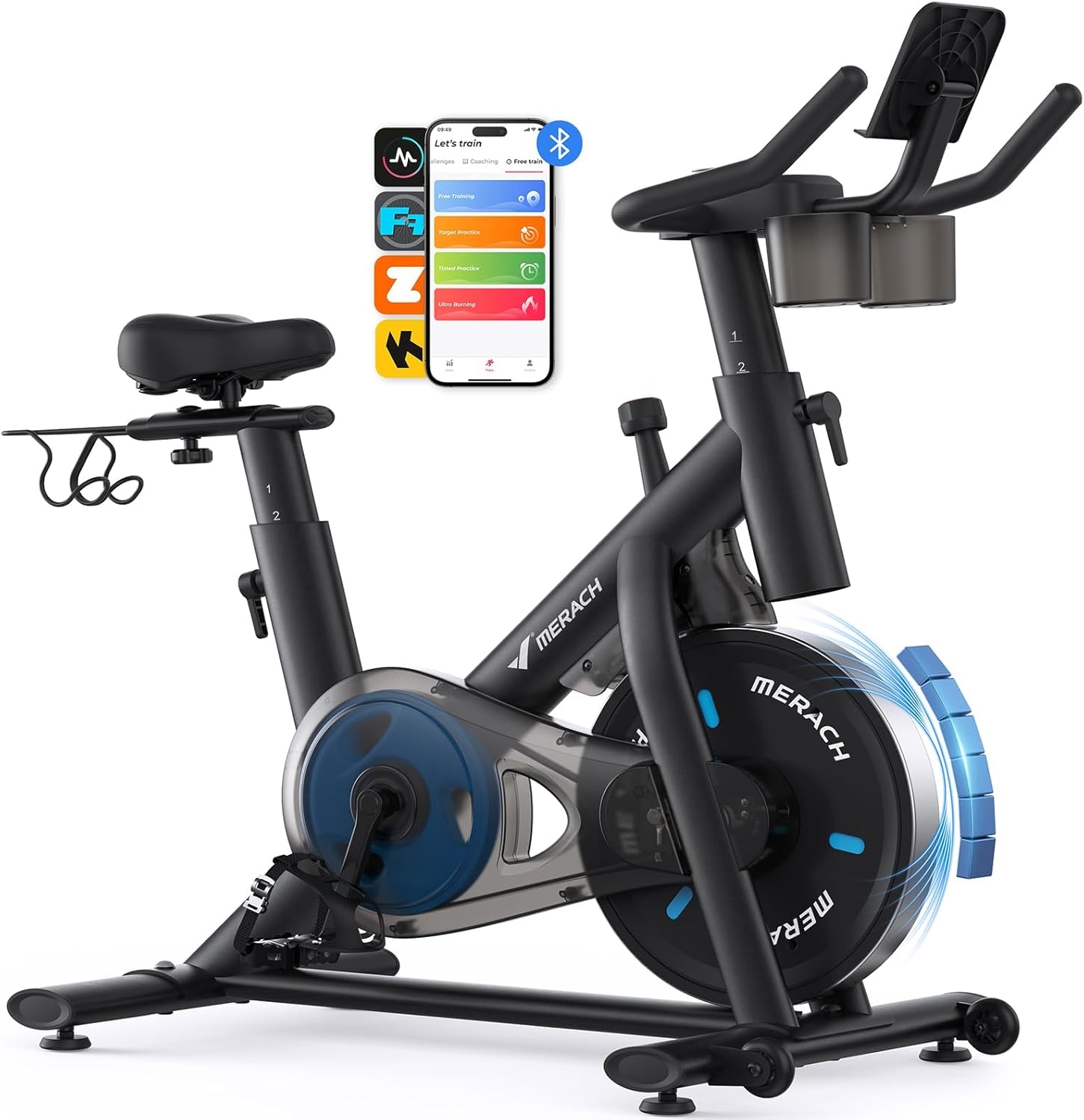 Vélo d'Appartement pour la Maison - Vélo de Fitness d'Intérieur Silencieux avec Résistance Réglable, Écran LCD, Siège Confortable, pour Entraînement Cardio, App Exclusive, Capacité Max 136KG