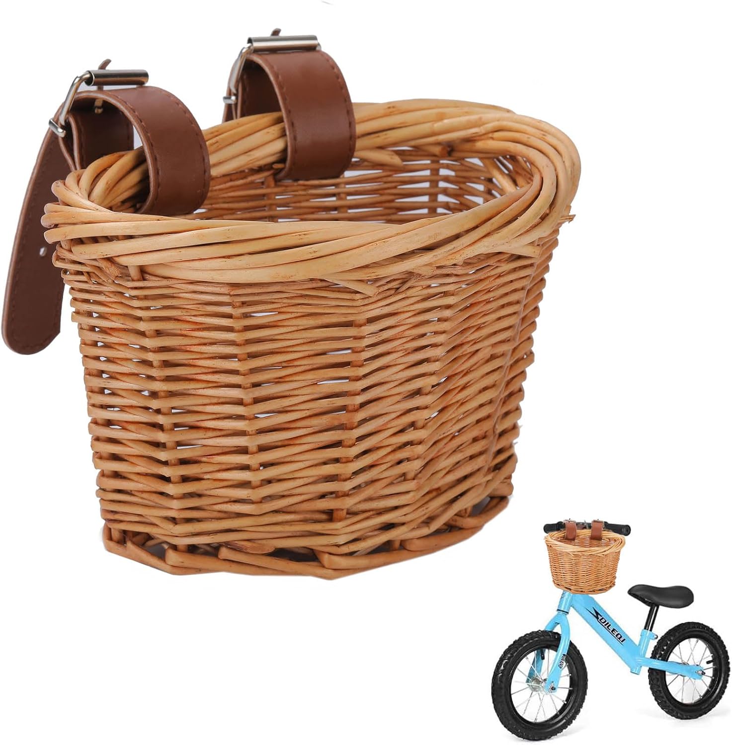 Rétro Panier Avant de Velo, Panier à Vélo Enfant, Panier de Vélo Tissé, Panier de Vélo en Osier Enfants, Panier Vélo Avant pour Guidon, Panier Vélo Osier Avant, Panier de Vélo pour Enfants