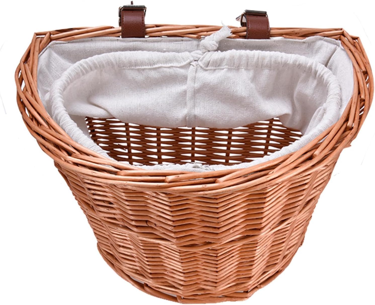 Panier de vélo Cargo tissé, Panier de vélo pour Guidon en Osier, Panier de Guidon en Osier imité de Grande capacité avec Doublure de Cordon détachable pour vélo, croiseurs, Scooter