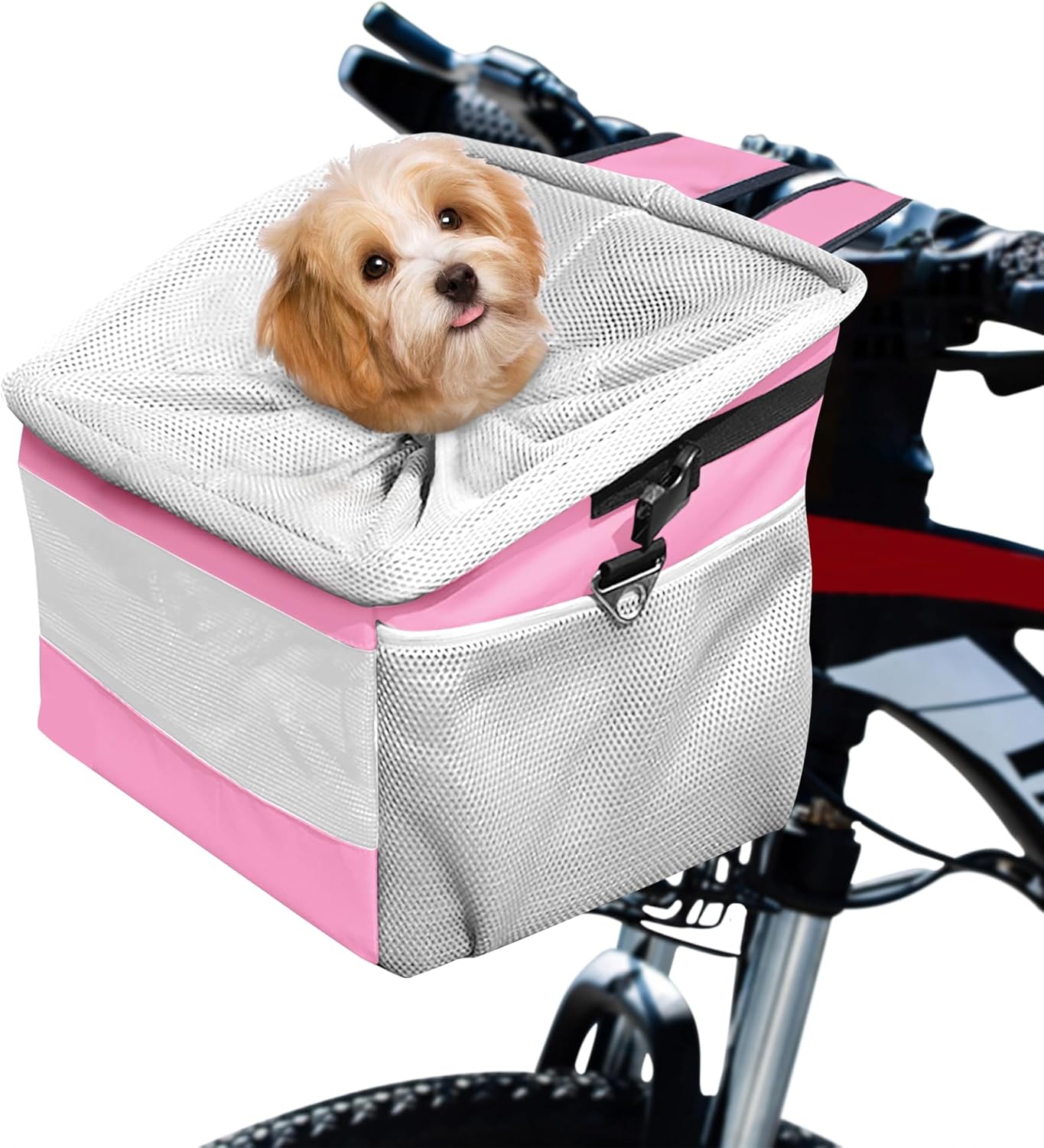 Panier de Vélo pour Chien Porte-Animal Respirant et Multifonction pour Chat et Chien Sac à Dos et Panier Vélo Sécurisé et Facile pour Animaux Rose