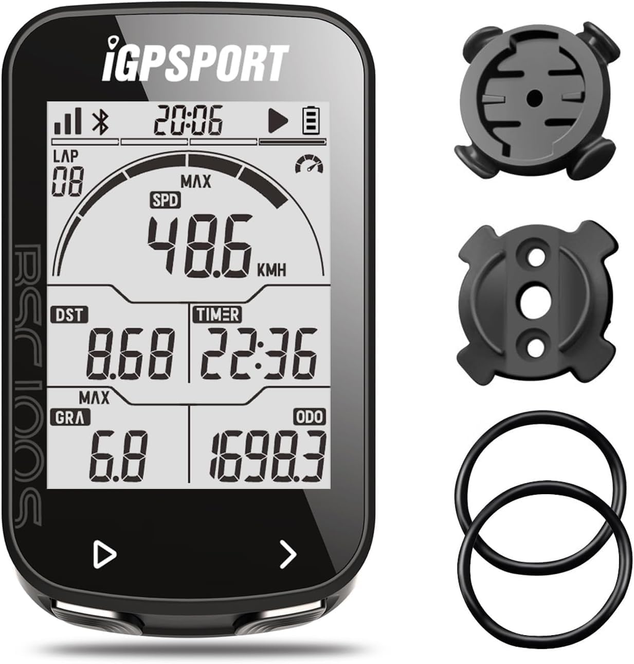 Ordinateur de vélo GPS, Compteur de Vitesse et Compteur kilométrique sans Fil Ant+, Ordinateur de vélo Rechargeable étanche IPX7 avec écran LCD rétroéclairé Automatique de 2,6 Pouces