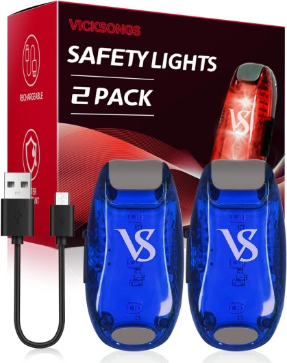 Cartable à 2 LED Clignotantes - Rechargeable par USB - Pendentif LED - Lumière Clignotante pour vélo, Casque, Cartable - Lumière de sécurité