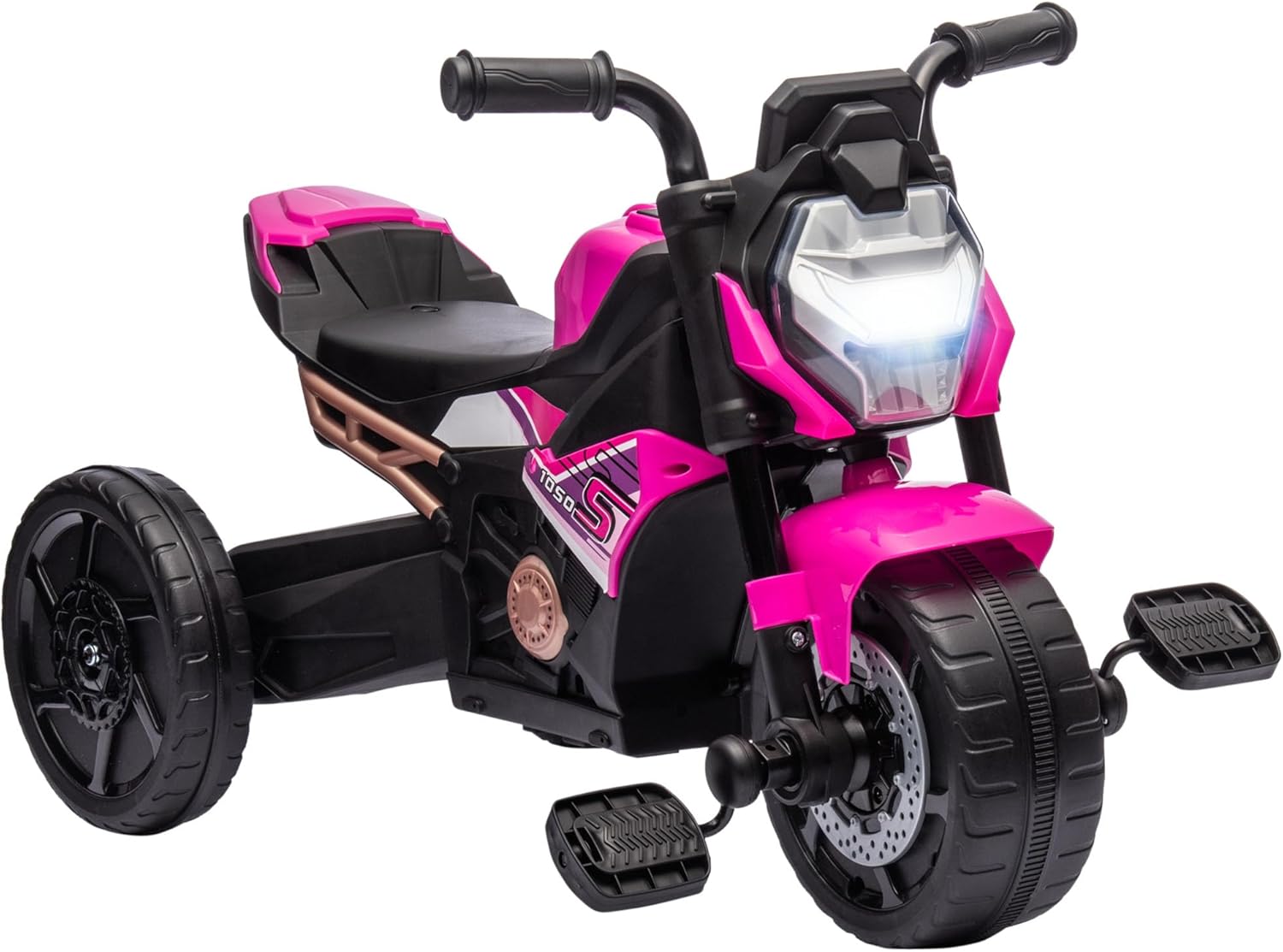 Tricycle pour Enfants 18-36 Mois 3-en-1 avec lumières, Musique et klaxon, Tricycle électrique en PP et métal, 75x43x47 cm, Rose