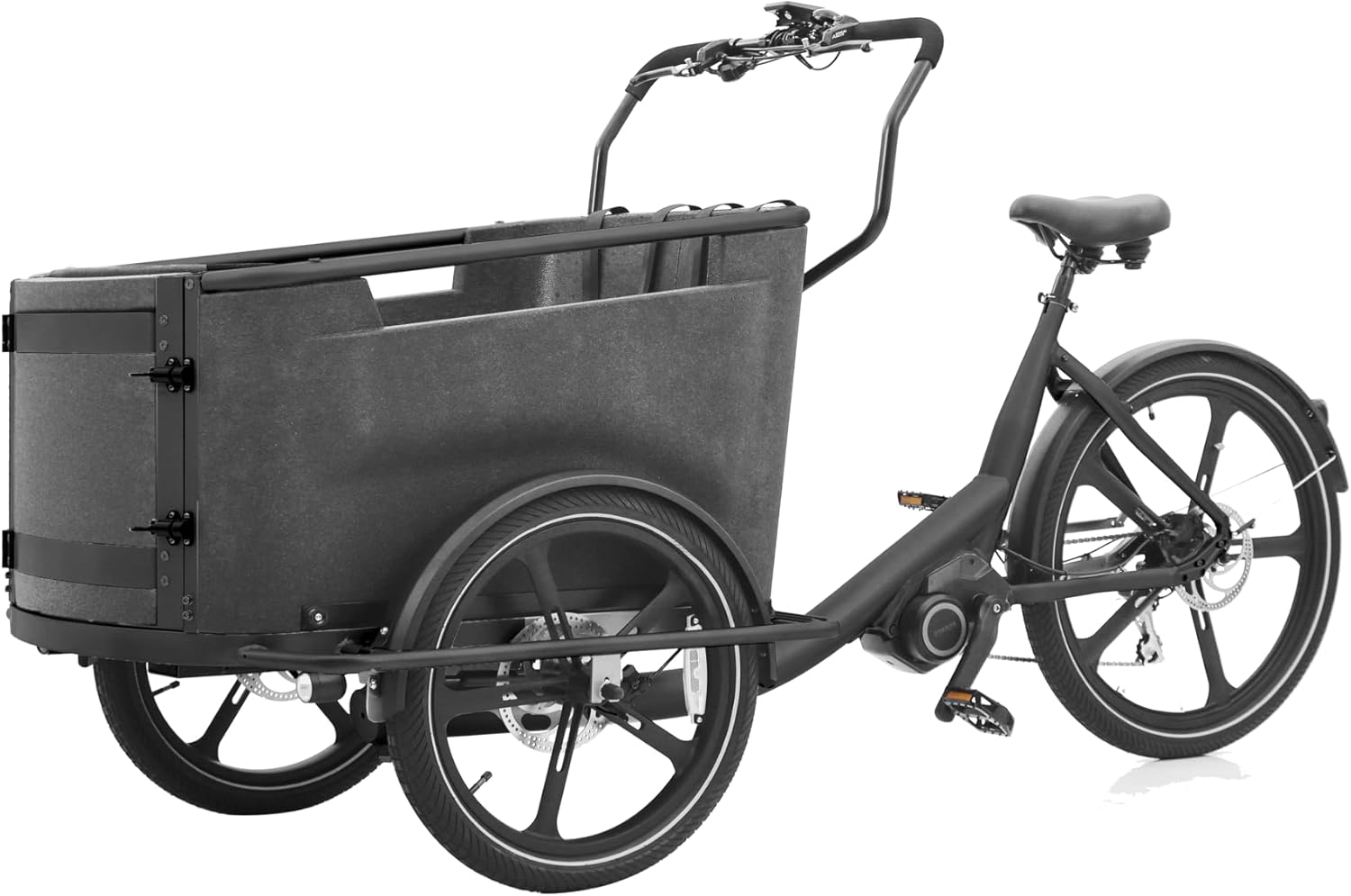 T9 Grand Modern - Vélo cargo électrique - 250 W 36 V 14,5 Ah - Pour le transport des enfants - Avec boîte en polypropylène ignifuge avec porte d'entrée - Moteur central 110 NM avec capteur