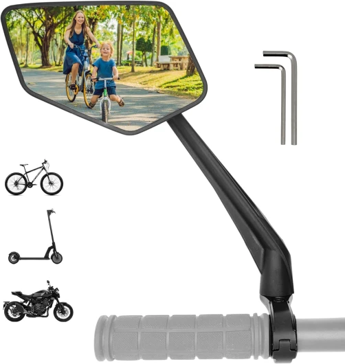 RS1 - Retroviseur velo et trottinette electrique - Pour guidon 22 à 25,4 mm - Réfléchissant - Réglable 360° GAUCHE