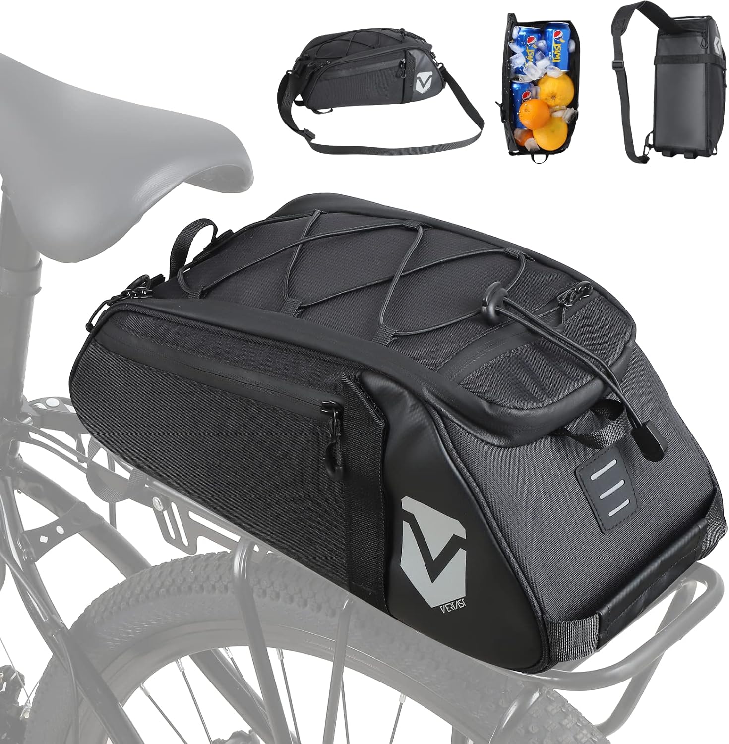 Sac de Porte-Bagages Sacoche de Coffre de vélo Sac à Dos à bandoulière Arrière de Vélo Sac de Siège de Porte-vélos Sacoche de Vélo pour Porte-Bagages Étanche, noir5