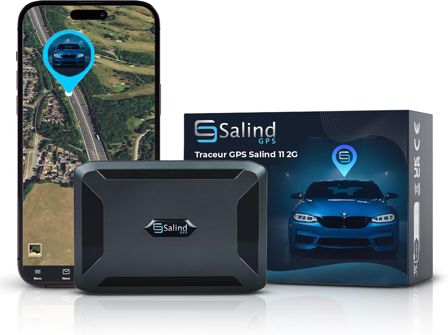 Salind 11 GPS Traceur pour Voitures, Motos et Bien Plus Encore - Aimant intégré : Fixation sécurisée - Longue durée de Vie de la Batterie - Traceur GPS avec Suivi en Temps réel