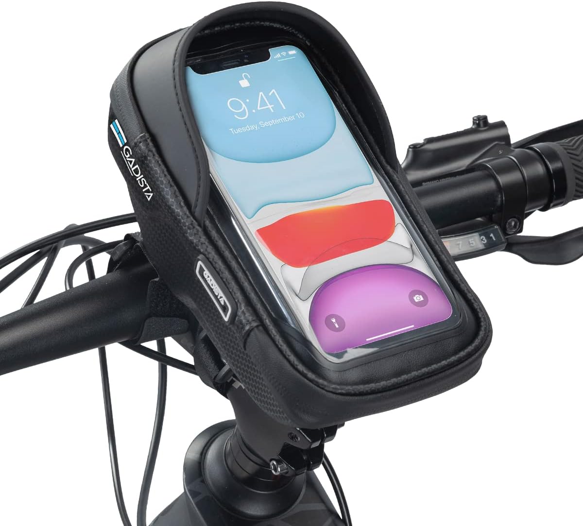 France, Sacoche Velo, Sacoche Guidon Velo étanche pour Smartphone sous 6,5 Pouces - Support Telephone Velo Universel avec écran Tactile et Espace de Rangement - Cadeau Homme Femme noêl