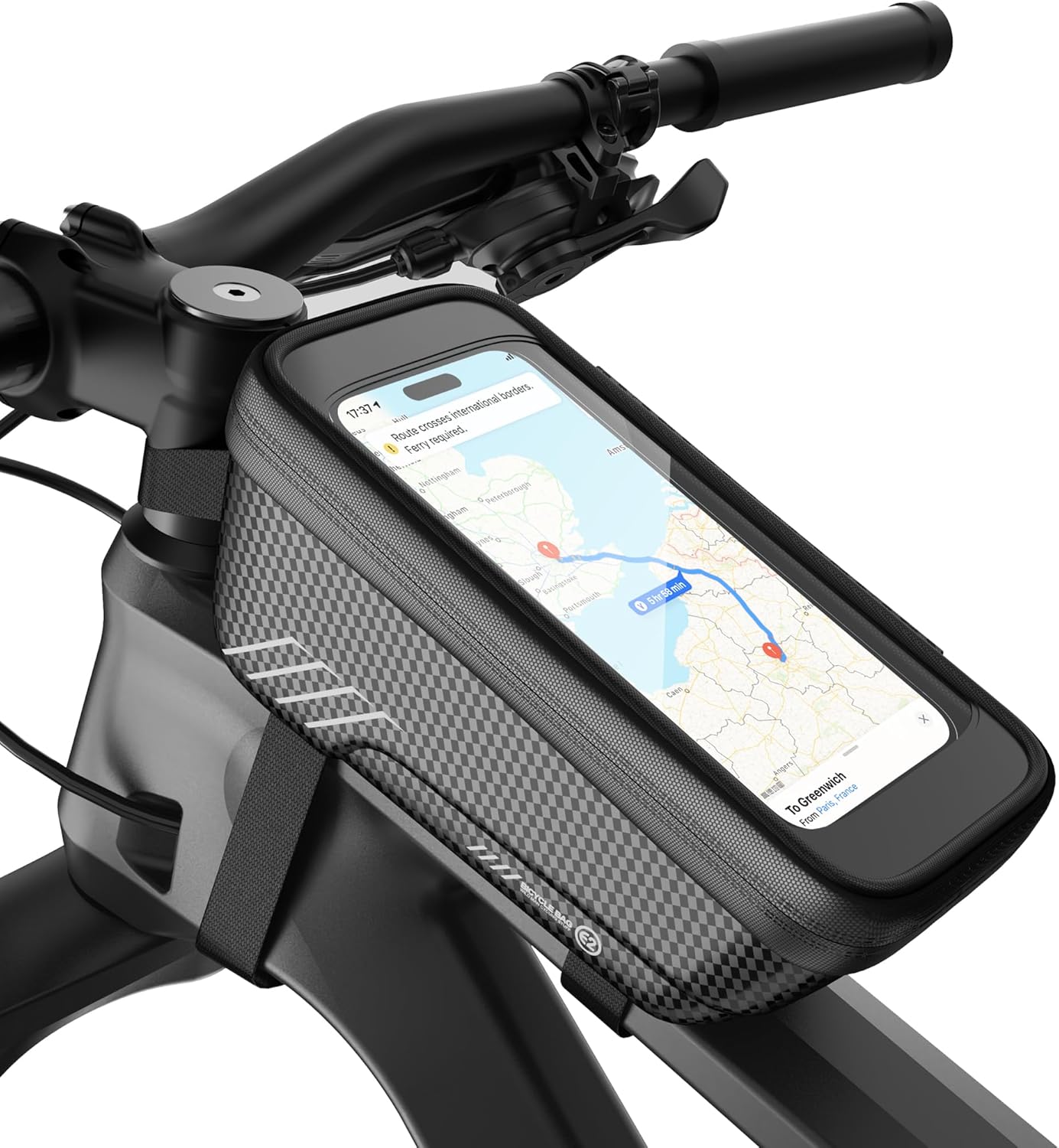 Sacoche Velo, Sacoche de Guidon Vélo Étanche, Sacoche Cadre Velo avec Écran Tactile en TPU, Estralia Sacoche Telephone Portable Résistant aux Rayures, Sacoche Guidon VTT Adapté aux Phone Jusqu'à 6,7''