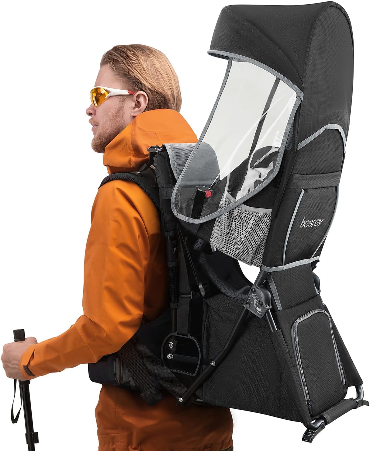 Sac à dos de transport pour bébé, porte-enfant ergonomique, sac à dos de randonnée sûr pour tout-petits avec grand espace de rangement, siège enfant rembourré réglable, Noir
