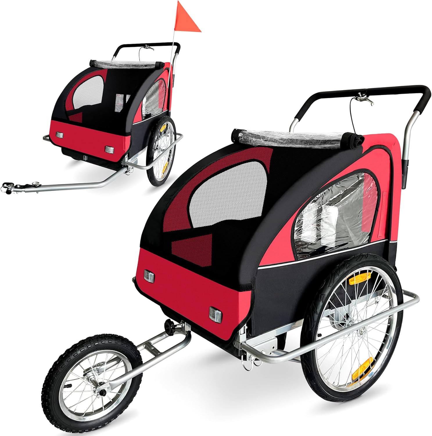 CONVERTIBLE JOGGER REMORQUE VELO 2EN1 JUSQU'A 2 ENFANTS AMORTISSEUR