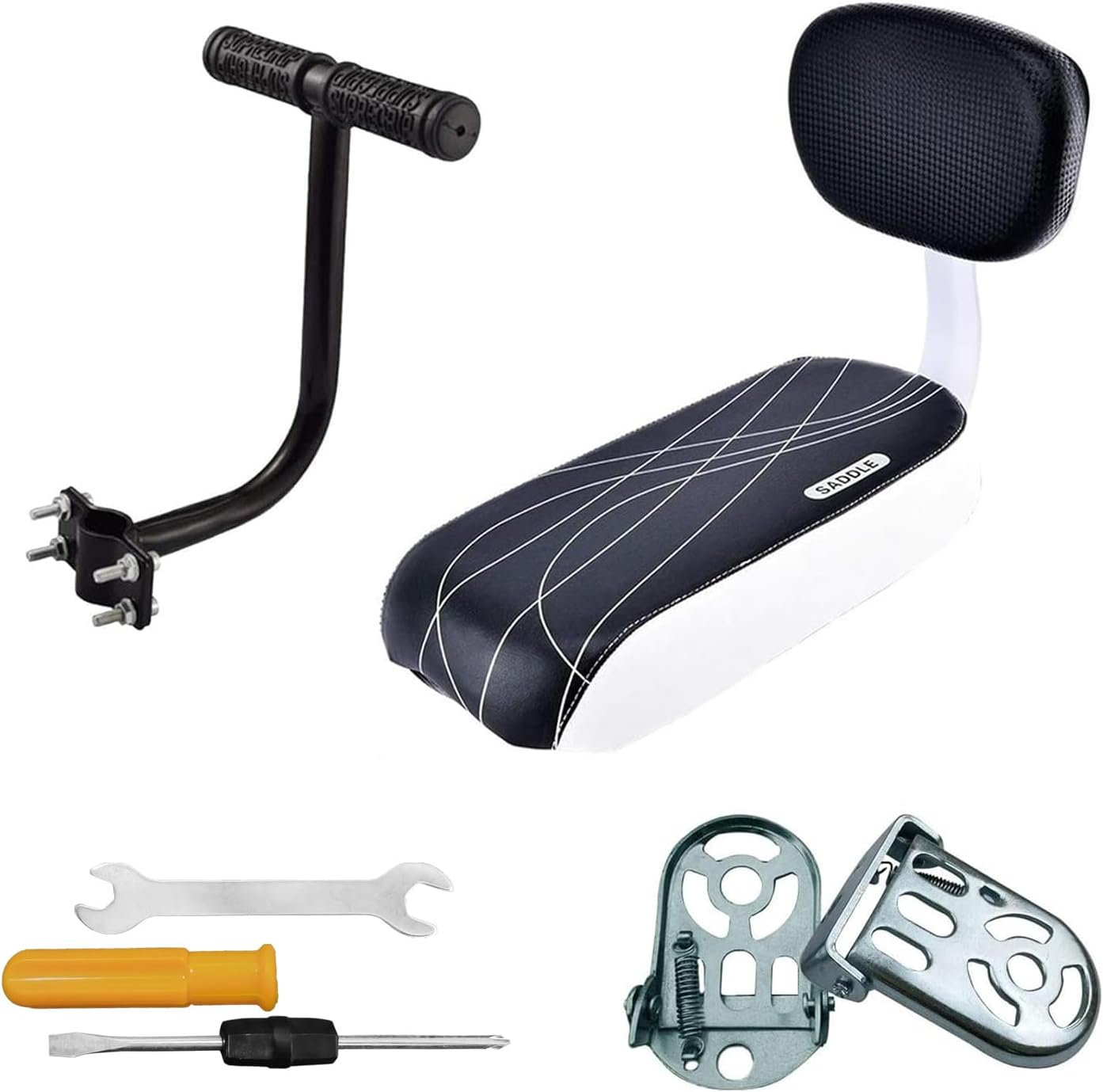 Siege Enfant Velo,Siège Arrière pour Vélo,Universel PU Siège Sécurité pour Enfant avec Dossier,Enfant Vélo Arrière Sécurité Siège Coussin,Coussin de Siège Arrière de Montagne