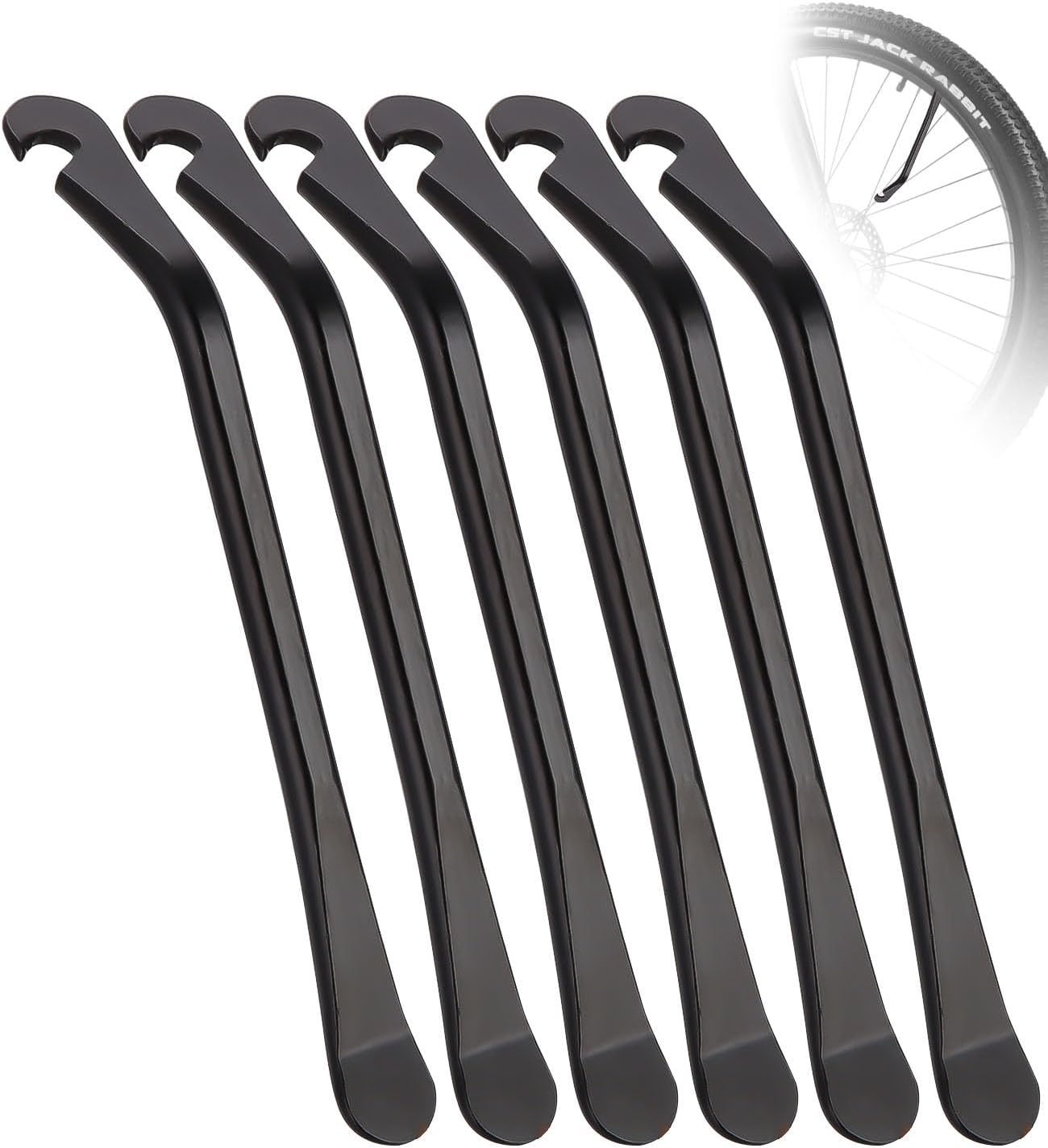 TIDEVAN 6 Pièces Demonte pneus Velo Démonte-Pneu en métal Démonte Pneu Vélo en Métal Noir Leviers de Pneus de Vél 120 x 12 mm Outil de Démontage de Réparation de Pneu de Vélo